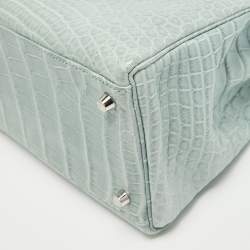 Pre Owned Hermes Ciel Matte Alligator Mississippiensis Palladium Finish Kelly Retourne 35 Bag