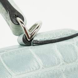 Pre Owned Hermes Ciel Matte Alligator Mississippiensis Palladium Finish Kelly Retourne 35 Bag