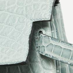 Pre Owned Hermes Ciel Matte Alligator Mississippiensis Palladium Finish Kelly Retourne 35 Bag