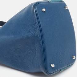 Hermès Deep Bleu/Vert Bosphore Taurillon Clemence Leather Picotin Lock 22 Bag