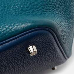 Hermès Deep Bleu/Vert Bosphore Taurillon Clemence Leather Picotin Lock 22 Bag
