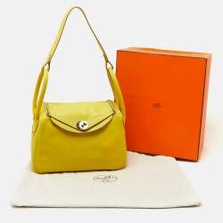 Hermès Lime Swift Leather Palladium Finish Lindy 26 Bag