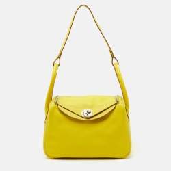Hermès Lime Swift Leather Palladium Finish Lindy 26 Bag