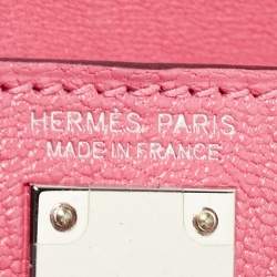 Pre Owned Hermès Rose Confetti Chevre Mysore Leather Palladium Finish Mini Kelly II Sellier 20 Bag
