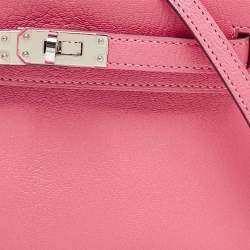 Pre Owned Hermès Rose Confetti Chevre Mysore Leather Palladium Finish Mini Kelly II Sellier 20 Bag