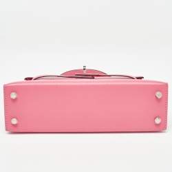 Pre Owned Hermès Rose Confetti Chevre Mysore Leather Palladium Finish Mini Kelly II Sellier 20 Bag