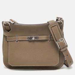 Pre Owned Hermes Etoupe Togo Leather Palladium Finish Jypsiere 28 Bag
