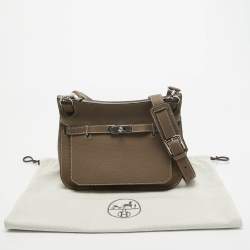 Pre Owned Hermes Etoupe Togo Leather Palladium Finish Jypsiere 28 Bag
