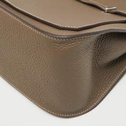Pre Owned Hermes Etoupe Togo Leather Palladium Finish Jypsiere 28 Bag