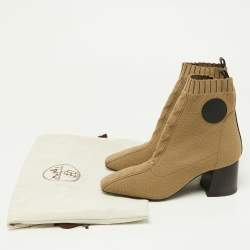 Hermes Olive Green Knit Fabric Volver Ankle Boots Size 36.5
