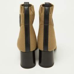 Hermes Olive Green Knit Fabric Volver Ankle Boots Size 36.5