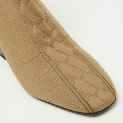 Hermes Olive Green Knit Fabric Volver Ankle Boots Size 36.5