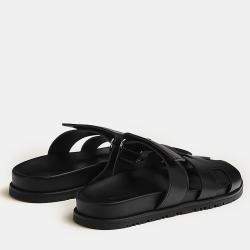 Hermes Black Rubber Chypre Sandal 34.5