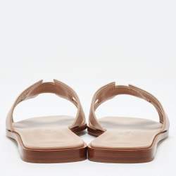 Pre Owned Hermès Beige Leather Oran Flat Slides Size 38.5