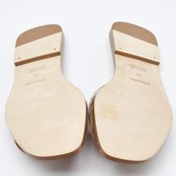 Hermès Beige Shiny Lizard Oran Flat Slides Size 38