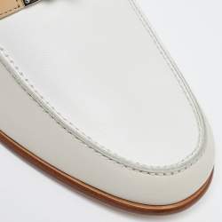 Hermès White/Beige Leather Destin Loafers Size 41