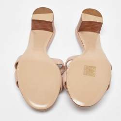 Pre Owned Hermes Pink Leather Oasis Slide Sandals Size 38