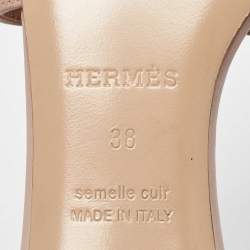 Pre Owned Hermes Pink Leather Oasis Slide Sandals Size 38
