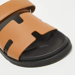 Hermes Brown Leather Chypre Sandals Size 39