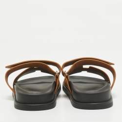 Hermes Brown Leather Chypre Sandals Size 39