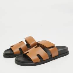 Hermes Brown Leather Chypre Sandals Size 39