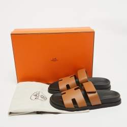 Hermes Brown Leather Chypre Sandals Size 39