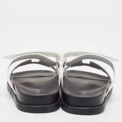 Pre Owned Hermes White Leather Chypre Sandals Size 35.5