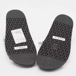 Pre Owned Hermes White Leather Chypre Sandals Size 35.5