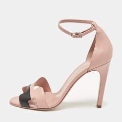 Pre Owned Hermes Beige Leather Premiere 70 Ankle Strap Sandals 40.5