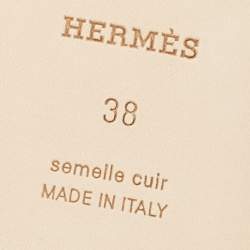 مملوكة مسبقًا Hermes Green Leather Oran Flat Slides Size 38