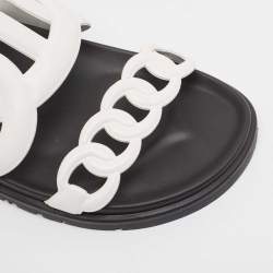 Pre Owned Hermes White Leather Extra Flat Sandals Size 39