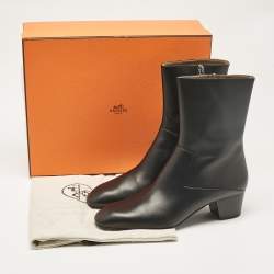 Hermes Black Leather Sommet Ankle Boots Size 40