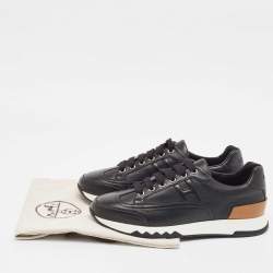Pre Owned Hermes Black Leather Trail Lace Up Sneakers Size 37