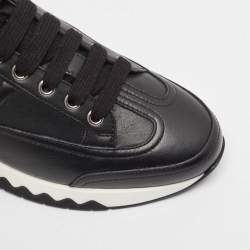 Pre Owned Hermes Black Leather Trail Lace Up Sneakers Size 37