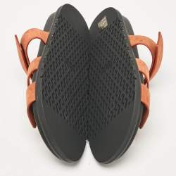 Pre Owned Hermes Orange Suede Chypre  Sandals Size 40.5