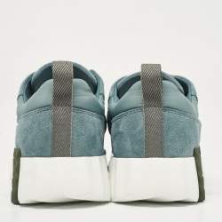 Pre Owned Hermès Blue Suede and Fabric Bouncing Sneakers Size 37.5