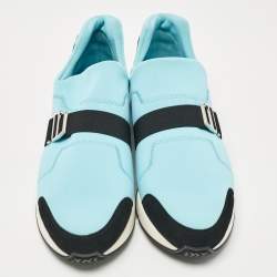 Hermes Blue/Black Neoprene and Suede Run Sneakers Size 40
