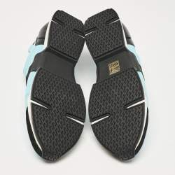 Hermes Blue/Black Neoprene and Suede Run Sneakers Size 40