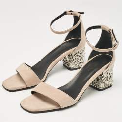 Pre Owned Hermes Beige Suede Glam Sandals Size 40