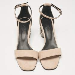 Pre Owned Hermes Beige Suede Glam Sandals Size 40