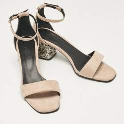Pre Owned Hermes Beige Suede Glam Sandals Size 40
