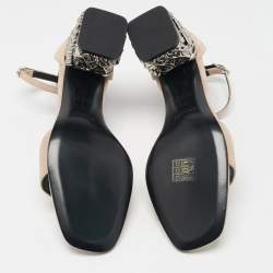 Pre Owned Hermes Beige Suede Glam Sandals Size 40