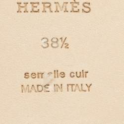 Pre Owned Hermès Blue Leather Oran Slide Flats Size 38.5