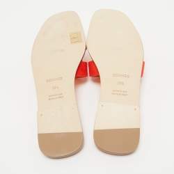 Hermes Red Suede Oran Flat Slides Size 38.5