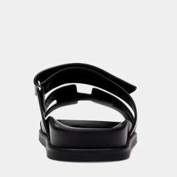 Hermes Noir Calfskin Leather Chypre Sandals 38