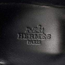 Hermes Black/White Chevres Mocassins Royale Loafers  Size 35H