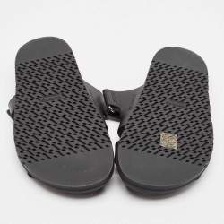 Pre Owned Hermès Black Leather Chypre Flat Sandals 40.5