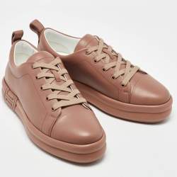 Hermes Dusty Pink Leather Happy Low Top Sneakers Size 39.5