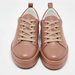 Hermes Dusty Pink Leather Happy Low Top Sneakers Size 39.5