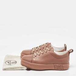 Hermes Dusty Pink Leather Happy Low Top Sneakers Size 39.5